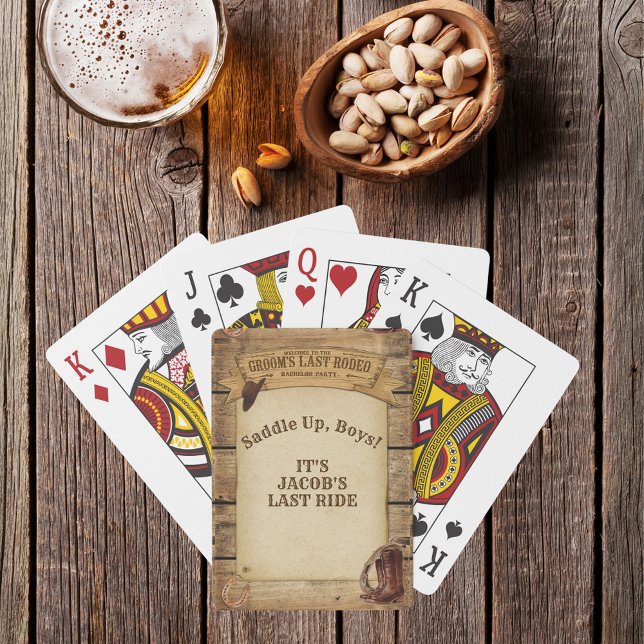 Baraja De Cartas Último Rodeo del Novio: Vaqueros Ensillando Muchac (Groom’s Last Rodeo Cowboys Saddle Up Boys Poker Cards)