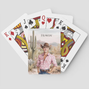 Baraja De Cartas Un cobarde occidental rosado en caballo