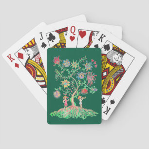 Baraja De Cartas Un dibujo vibrante representa un árbol de fantasía