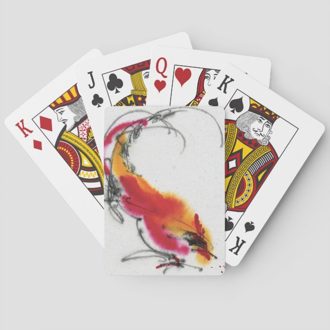 Baraja De Cartas Un gallo inusual. Caligrafía y acuarela. (Reverso)