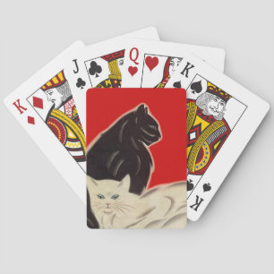 Baraja De Cartas Un gatito divertido gatitos patio juguetón rojo bl