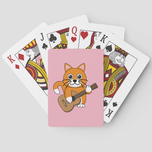 Baraja De Cartas Un gato blanco Naranja lindo tocando Personalizado (Reverso)