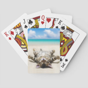 Baraja De Cartas Un gato tomando el sol en la playa