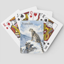 Baraja De Cartas Un leopardo de las nieves en pico nevado personali