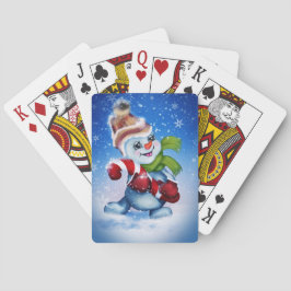 Baraja De Cartas Un muñeco de nieve festivo      