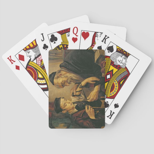 Baraja De Cartas Un rabino que ata los Phylacteries al brazo de un (Reverso)