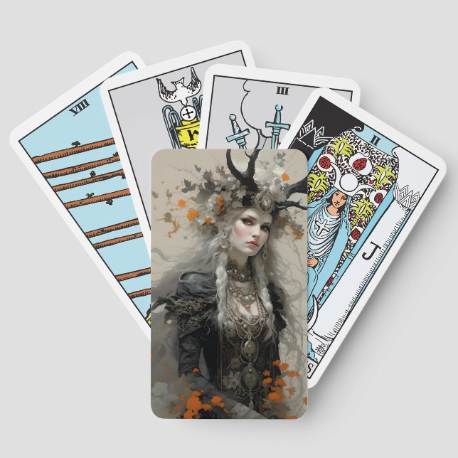 Baraja De Cartas Una diosa pagana con cuernos (Reverso )