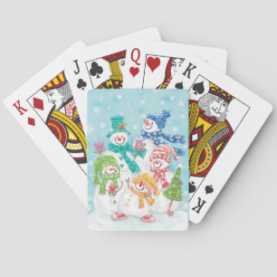 Baraja De Cartas Una familia de muñecos de nieve vacacional
