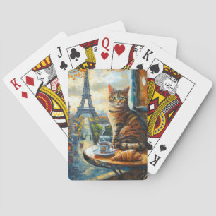 Baraja De Cartas Una mañana en París Gato atigrado en un café