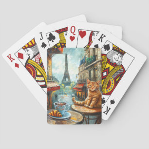 Baraja De Cartas Una mañana en París Gato de jengibre en un café