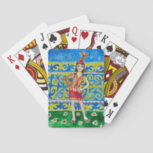 Baraja De Cartas Una mujer vestida con atuendo tradicional