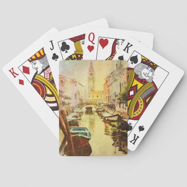 Baraja De Cartas Una vista del canal con los barcos y los edificios (Reverso)