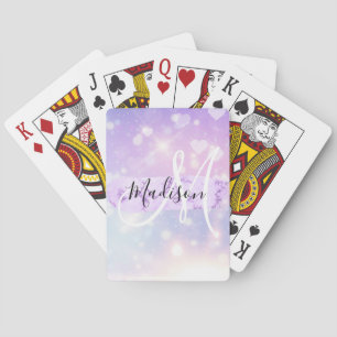 Baraja De Cartas Unicornio Arcoiris Corazones Monograma Brillante F