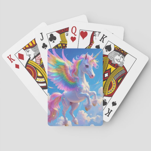 Baraja De Cartas Unicornio con aleta de arcoiris (Reverso)