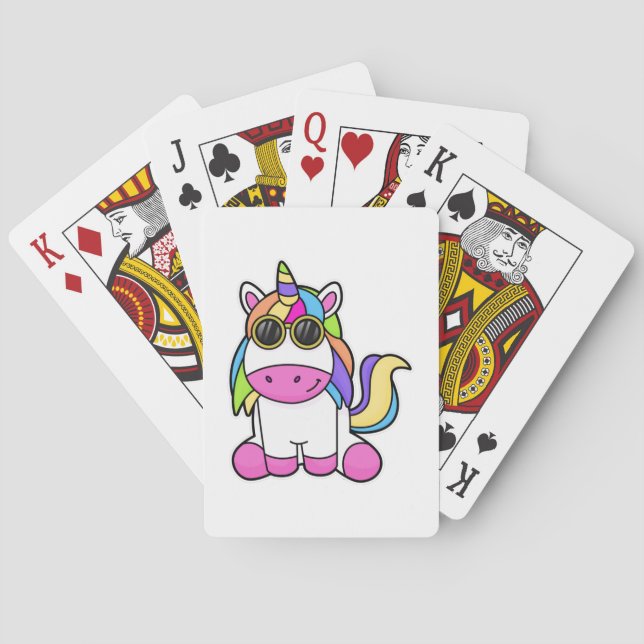 Baraja De Cartas Unicornio con gafas de sol (Reverso)