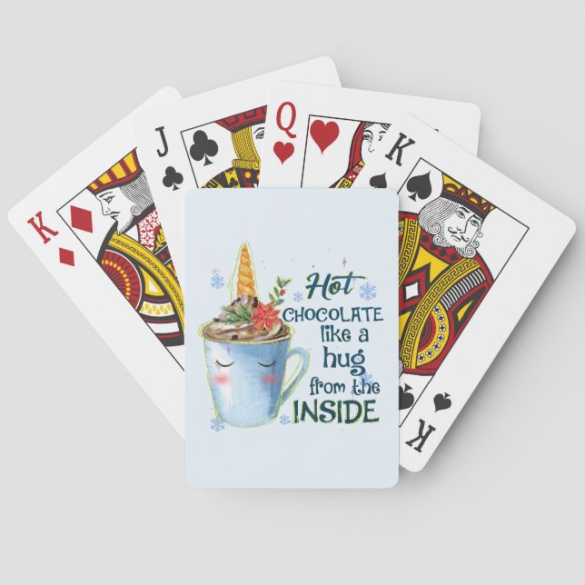 Baraja De Cartas Unicornio de chocolate caliente | Cosy Unicorn Win (Reverso)