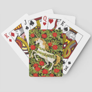 Baraja De Cartas Unicornio de Navidad Alegre Rojo Verde Blanco