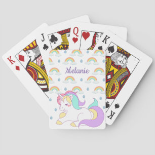 Baraja De Cartas Unicornio lindo y arco iris personalizados