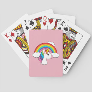 Baraja De Cartas Unicornio y arcoiris con nubes kawaii