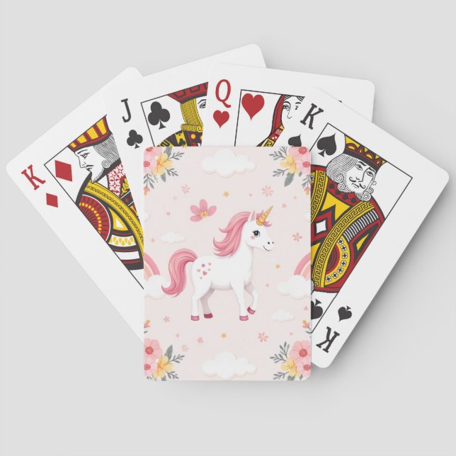 Baraja De Cartas Unicornios Soñadores, Arcoíris, Flores, Tierno (Reverso)