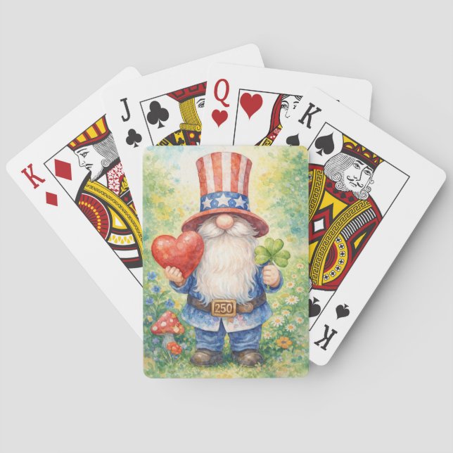 Baraja De Cartas USA 250th Anniversary Patriotic Gnome Heart Shamro (Reverso)