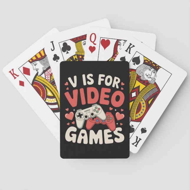 Baraja De Cartas V Es Para Videojuegos Divertidos Día de San Valent (Reverso)