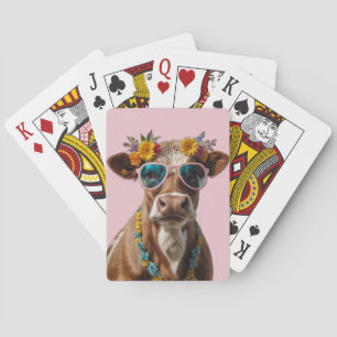 Baraja De Cartas Vaca Alegre Con Gafas De Sol