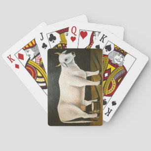 Baraja De Cartas Vaca blanca sobre fondo negro (animal de granja)