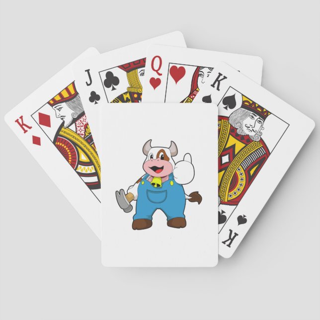 Baraja De Cartas Vaca como artesano con martillo (Reverso)