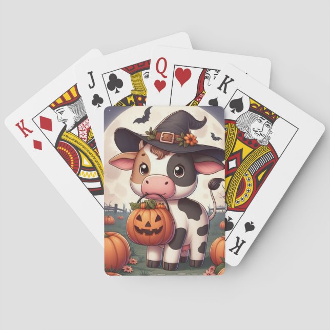 Baraja De Cartas Vaca de bruja de Halloween (Reverso)