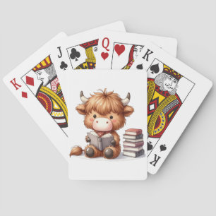 Baraja De Cartas Vaca de las Tierras Altas leyendo libros
