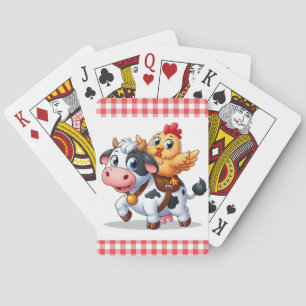 Baraja De Cartas vaca/pollo personalizado lindo