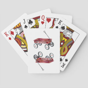 Baraja De Cartas Vacaciones en la playa de acuarela del vagón rojo 