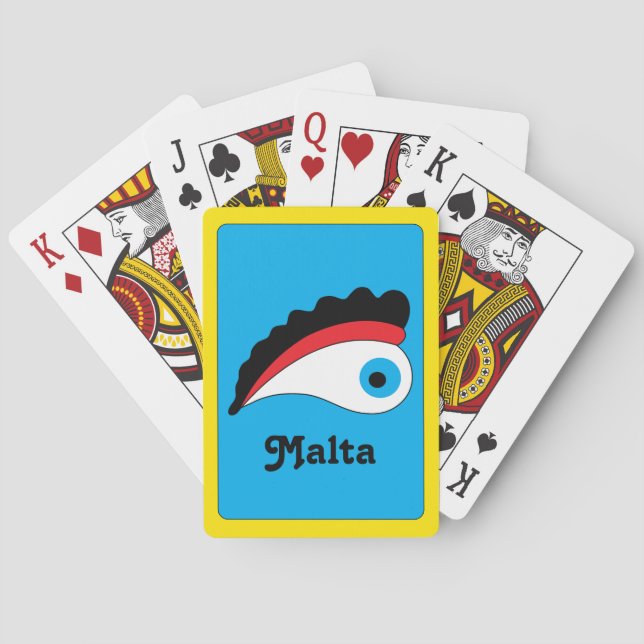 Baraja De Cartas Vacaciones en Malta | Malta Pescador Ojo Afortunad (Reverso)