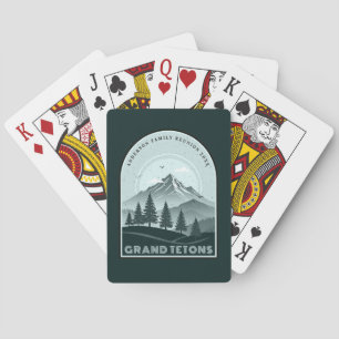 Baraja De Cartas Vacaciones familiares en Retro Mountain Teal ID113