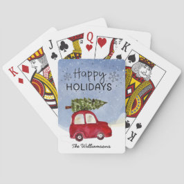 Baraja De Cartas Vacaciones felices de coches rojos personalizadas