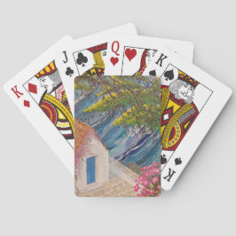 Baraja De Cartas Vacaciones griegas azules y rosas