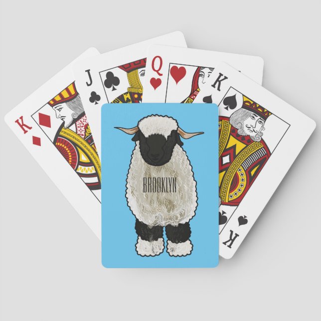 Baraja De Cartas Valais Blacknose ilustracion personalizado ovino (Reverso)