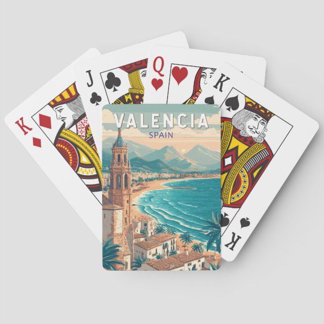Baraja De Cartas Valencia España Ilustracion Viaje de arte (Reverso)