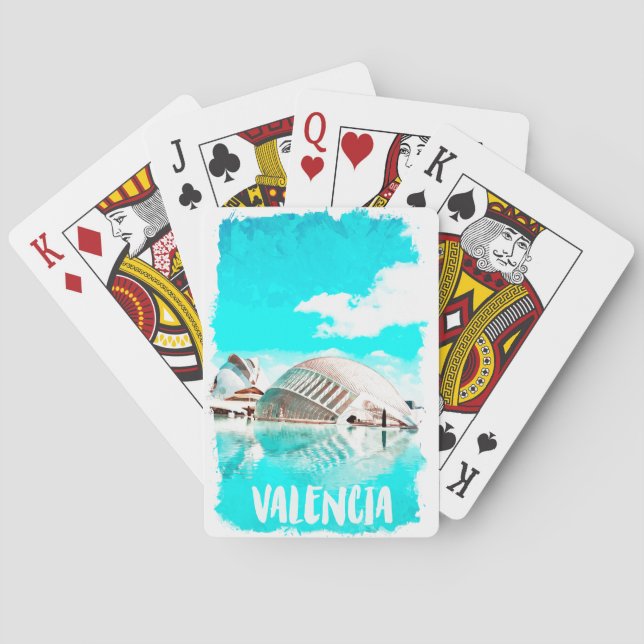 Baraja De Cartas Valencia España L’Hemisfèric acuarela (Reverso)