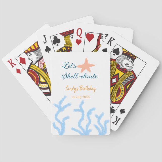 Baraja De Cartas Vamos a celebrar bajo el mar azul cumpleaños (Reverso)