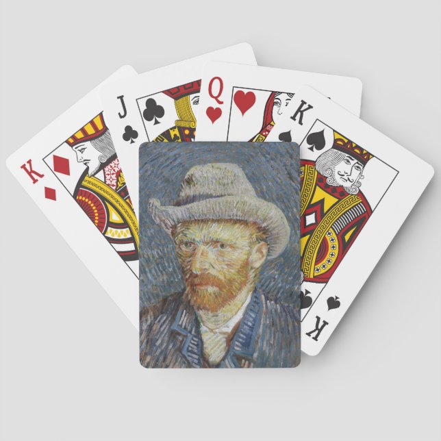Baraja De Cartas Van Gogh Autoretrato Gray Felt Gorra Pintura (Reverso)