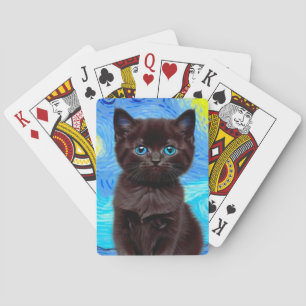 Baraja De Cartas Van Gogh Starry Night Black Cat