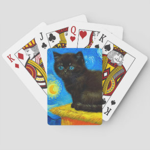 Baraja De Cartas Van Gogh Style Starry Night Cat