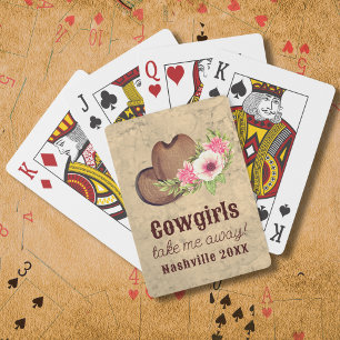 Baraja De Cartas Vaquera Despedida de Soltera Rústica Floral Rosa