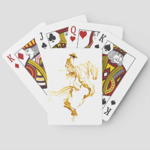 Baraja De Cartas Vaquero Dorado en Caballo Alzado 