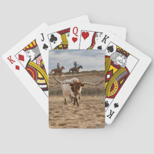 Baraja De Cartas Vaqueros del oeste con ganado Longhorn