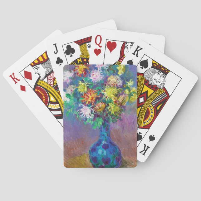 Baraja De Cartas Vase de crisantemos Claude Monet pintura (Reverso)