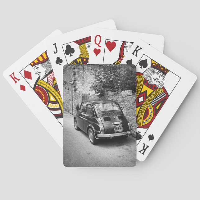 Baraja De Cartas Vehículo FIAT 500 en blanco y negro (Reverso)