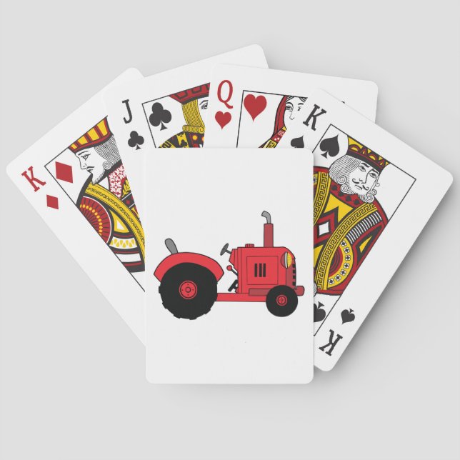 Baraja De Cartas Vehículo Tractor Rojo de Granja (Reverso)